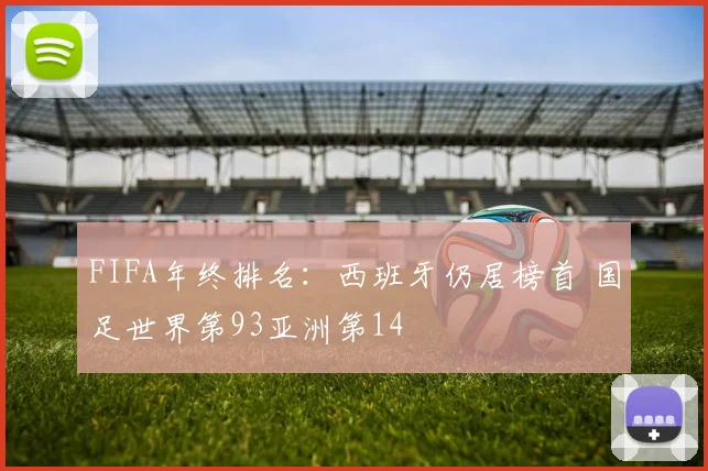 FIFA年终排名：西班牙仍居榜首 国足世界第93亚洲第14